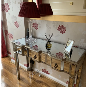 Venetian Mirrored Console Table Large Hallway Furniture 3 Drawers Storage Antique Dressing - Image 3