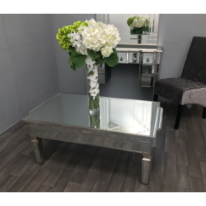 Venetian Mirrored Coffee Table Antique Silver Furniture - Image 4