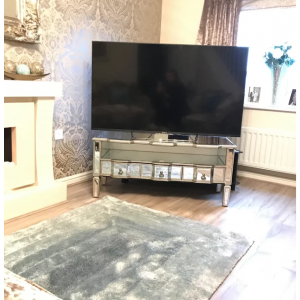 Venetian Mirrored TV Stand Antique Silver Furniture Vintage Storage Cabinet Lowboard Media Unit - Image 4