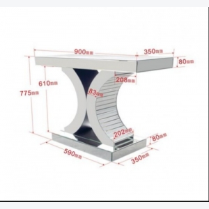 Modern Console Table Venetian Mirrored Furniture Small Silver Side Hallway Glass Cabinet - Image 4