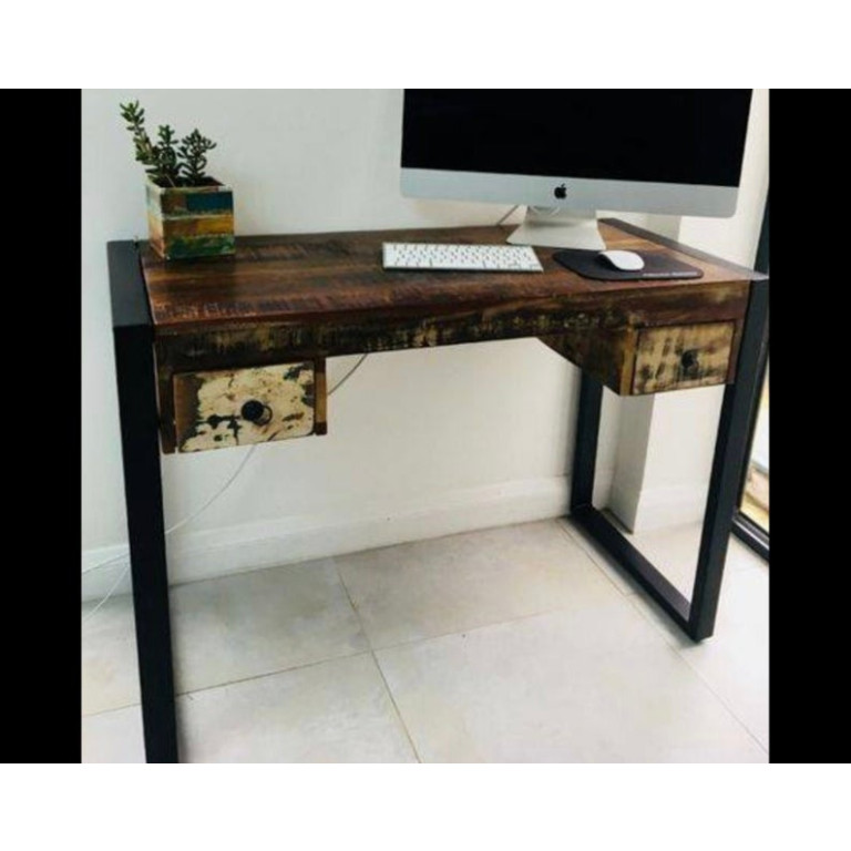 Vintage Industrial Desk Rustic Writing Furniture Office Computer Table ...