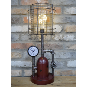 Industrial Desk Light Vintage Retro Table Lamp Rustic Metal Pipe Clock Office Bed Side Bulb - Image 4