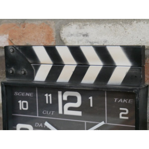 Industrial Wall Clock Vintage Retro Home Decor Black White Metal Cinema Action Cut - Image 4