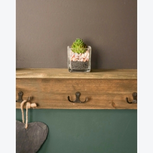 Shabby Chic Blackboard Vintage Chalk Board Rustic Wood Notice Metal Hooks Shelf Key Storage - Image 4