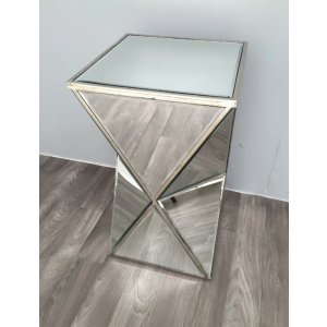 Mirrored Side Table Venetian Antique Glass Pedestal Plant Lamp Stand - Image 2