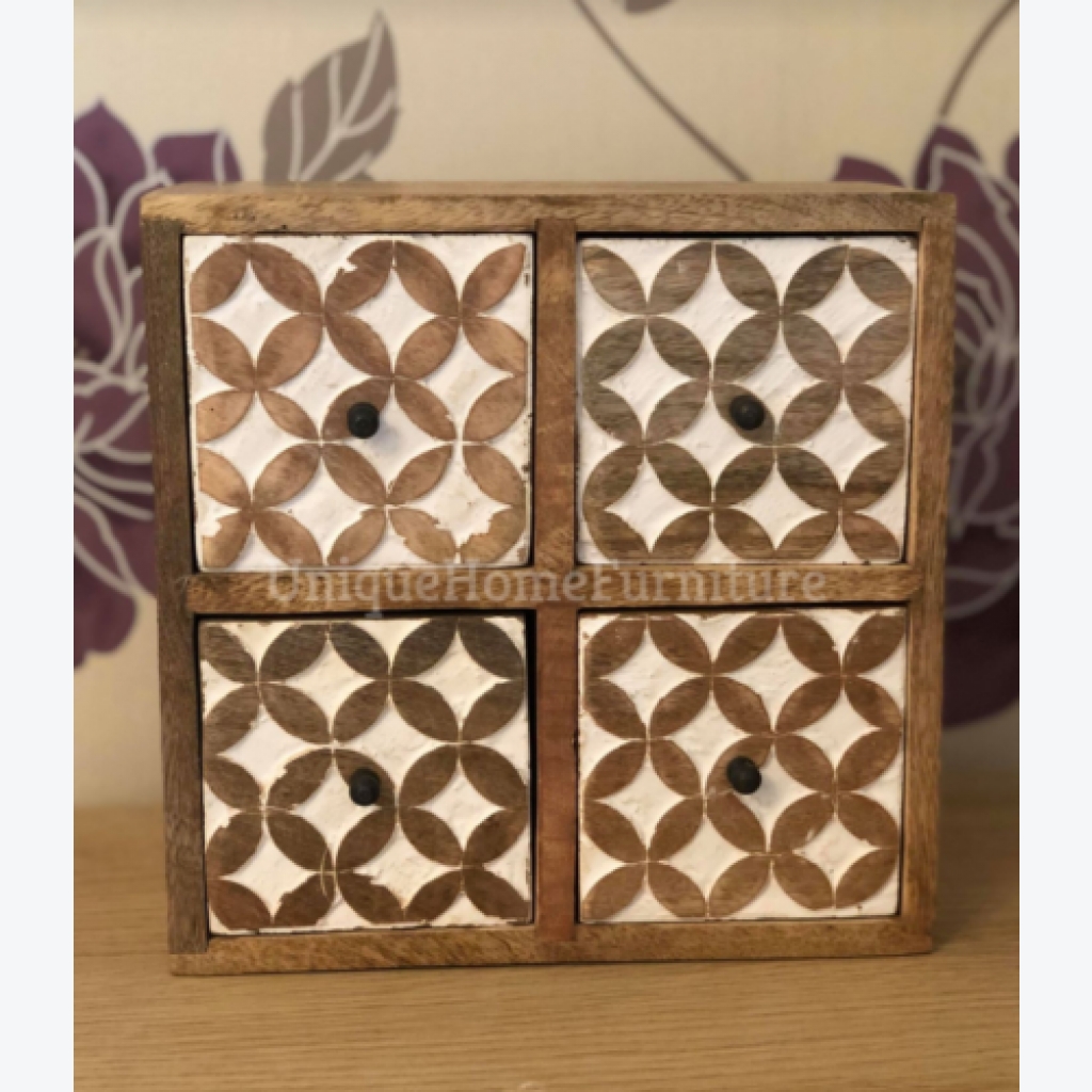 Rustic Chest Drawers Solid Wooden Trinket Box Small Jewellery Office ...