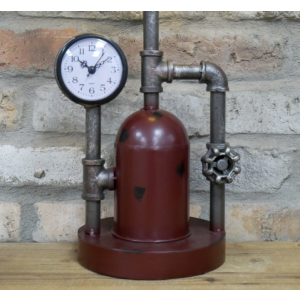 Industrial Desk Light Vintage Retro Table Lamp Rustic Metal Pipe Clock Office Bed Side Bulb - Image 2