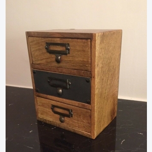 Vintage Chest Drawers Small Trinket Box Rustic Wood Office Cabinet Wall Storage Unit - Image 3