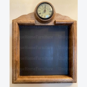 Shabby Chic Blackboard Rustic Wooden Memo Wall Glass Clock Vintage Chalk Board - Image 2