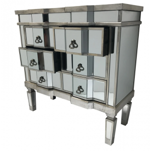Venetian Mirrored Cabinet Antique Chest 6 Drawers Small Vintage Storage Sideboard Unit - Image 4