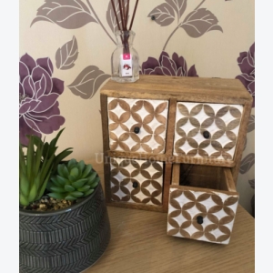 Rustic Chest Drawers Solid Wooden Trinket Box Small Jewellery Office Storage Cabinet Unit - Image 3