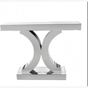Modern Console Table Venetian Mirrored Furniture Small Silver Side Hallway Glass Cabinet - Image 2