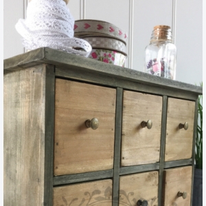 Rustic Wooden Trinket Small Storage Unit Vintage Desk Drawers Organiser Shabby Chic Cabinet Box - Image 3