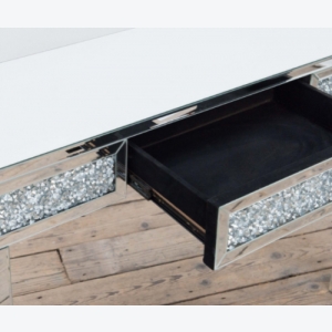 Mirrored Console Table Modern Dressing Room Venetian Hallway Crushed Crystal Glass Drawer - Image 3