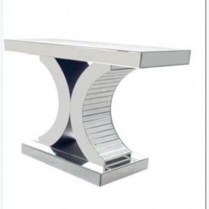 Modern Console Table Venetian Mirrored Furniture Small Silver Side Hallway Glass Cabinet - Image 3