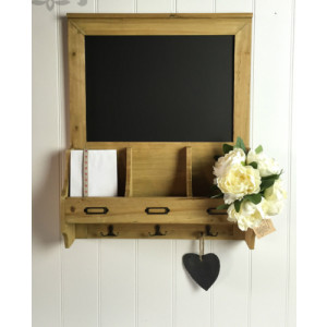 Shabby Chic Blackboard Vintage Chalk Board French Wooden Notice Hooks Post Key Storage - Image 2