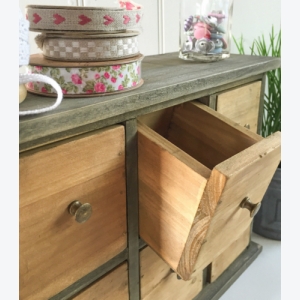 Rustic Wooden Trinket Small Storage Unit Vintage Desk Drawers Organiser Shabby Chic Cabinet Box - Image 2