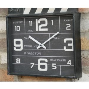 Industrial Wall Clock Vintage Retro Home Decor Black White Metal Cinema Action Cut - Image 2