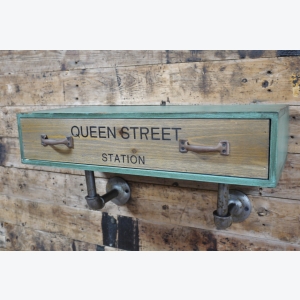 Industrial Wall Shelf Vintage Retro Storage Drawer Rustic Metal Pipe Unit Display Furniture - Image 2