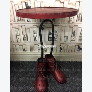 Round Industrial Side Table Retro Coffee Furniture Vintage Rustic Metal Plant Lamp Stand - Image 3