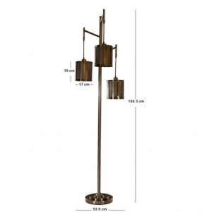 Vintage Floor Lamp Tall Modern Stand 3 Fabric Free Standing Lampshade Metal Industrial Style - Image 3