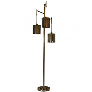 Vintage Floor Lamp Tall Modern Stand 3 Fabric Free Standing Lampshade Metal Industrial Style - Image 5