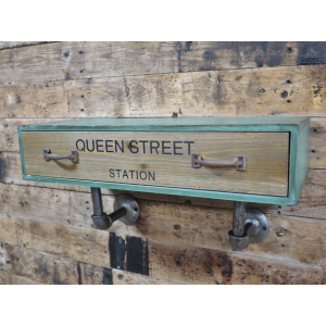 Industrial Wall Shelf Vintage Retro Unit Small Storage Drawer Rustic Metal Pipe - Image 2
