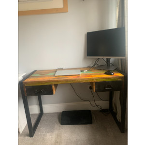 Industrial Computer Desk Vintage Retro Furniture Rustic Office Workstation Table - Image 3