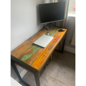 Industrial Computer Desk Vintage Retro Furniture Rustic Office Workstation Table - Image 4