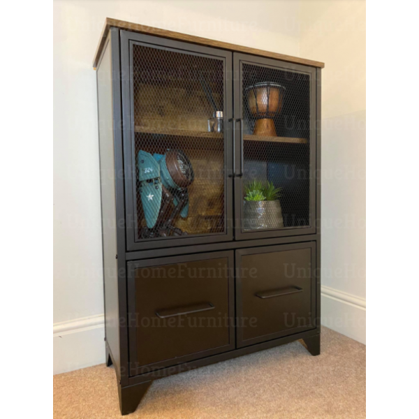 Rustic Metal Display Rack Vintage Industrial Cupboard Rustic Metal Display Cabinet Tall Storage ...