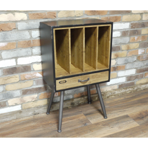 Industrial Hifi Rack Vintage Retro Vinyl Record Storage Side Cabinet Media Unit - Image 3