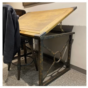 Industrial Writing Table Vintage Rustic Furniture Large Office Drafting Computer Table - Image 3