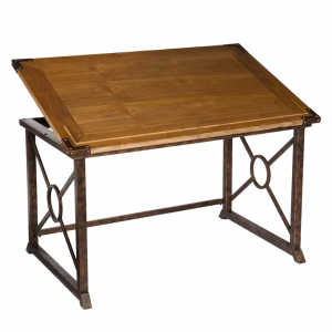 Industrial Writing Table Vintage Rustic Furniture Large Office Drafting Computer Table - Image 5