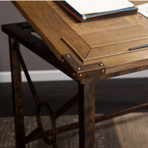 Industrial Writing Table Vintage Rustic Furniture Large Office Drafting Computer Table - Image 7
