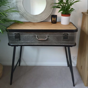 Industrial Console Table Vintage Retro Hallway Furniture Rustic Side Storage Cabinet Metal Leg - Image 2