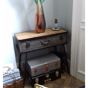 Industrial Console Table Vintage Retro Hallway Furniture Rustic Side Storage Cabinet Metal Leg - Image 4