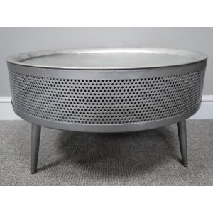 Industrial Coffee Table Rustic Metal Storage Large Vintage Retro Round Furniture - Image 2