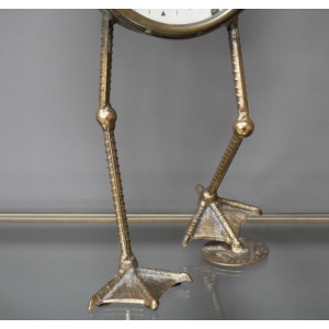 Vintage Table Clock Industrial Metal Bird Feet Desk Decor Shabby Chic Rustic Gold - Image 3