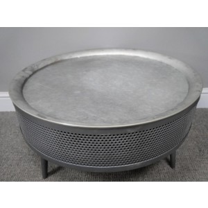 Industrial Coffee Table Rustic Metal Storage Large Vintage Retro Round Furniture - Image 4