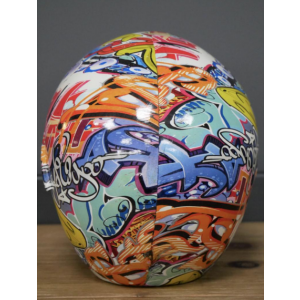 Graffiti Painted Skull Retro Desk Sculpture Mirrored Sunglasses Home Art Decor - Image 4