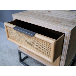 Rustic Bedside Table Vintage Rattan Wicker - Image 4