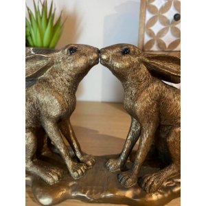 Bronze Hare Ornament Kissing Rabbits Sculpture - Image 5