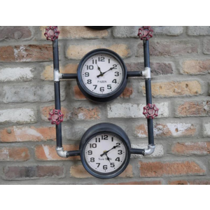 Industrial Wall Clock Vintage Retro Furniture Rustic Metal Steampunk Pipe Unit - Image 4