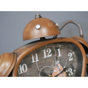 Industrial Desk Clock Retro Robot Figure Vintage Style Metal Kids Bedside Table - Image 6