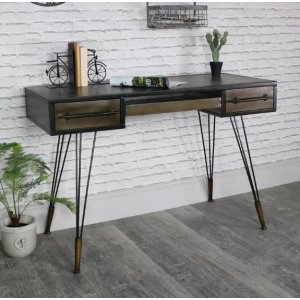 Industrial Computer Desk Rustic Metal Writing Unit Vintage Dressing Table Drawer - Image 6