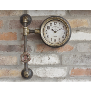 Industrial Wall Clock Rustic Steampunk Pipe - Image 2