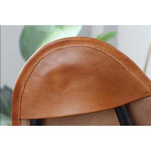 Retro Butterfly Chair Genuine Brown Leather Vintage Industrial Style Metal Seat - Image 8