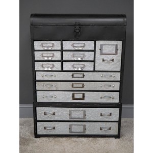 Industrial Chest Drawers Rustic Metal Cabinet Trunk Set 2 Boxes Tall Apothecary Unit - Image 2