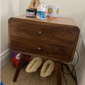 Scandinavian Bedside Table Modern Cabinet Vintage Nordic Storage Drawer Solid Wood Unit - Image 4