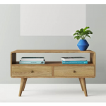 Mid Century TV Stand Vintage Danish Cabinet Scandinavian Style Solid Wood Nordic Media Unit
